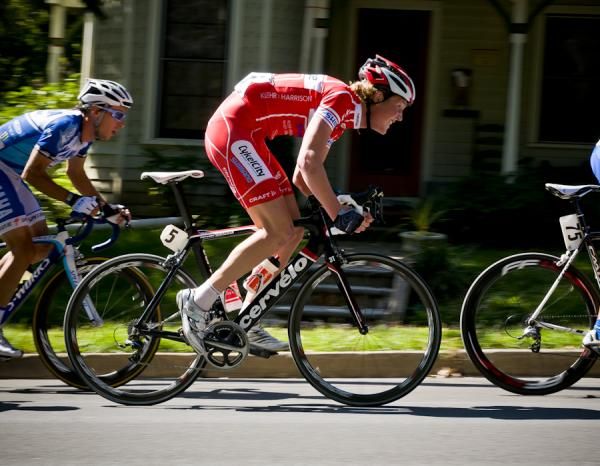 Robert Polder (Team Cykelcity) powers out of a corner.