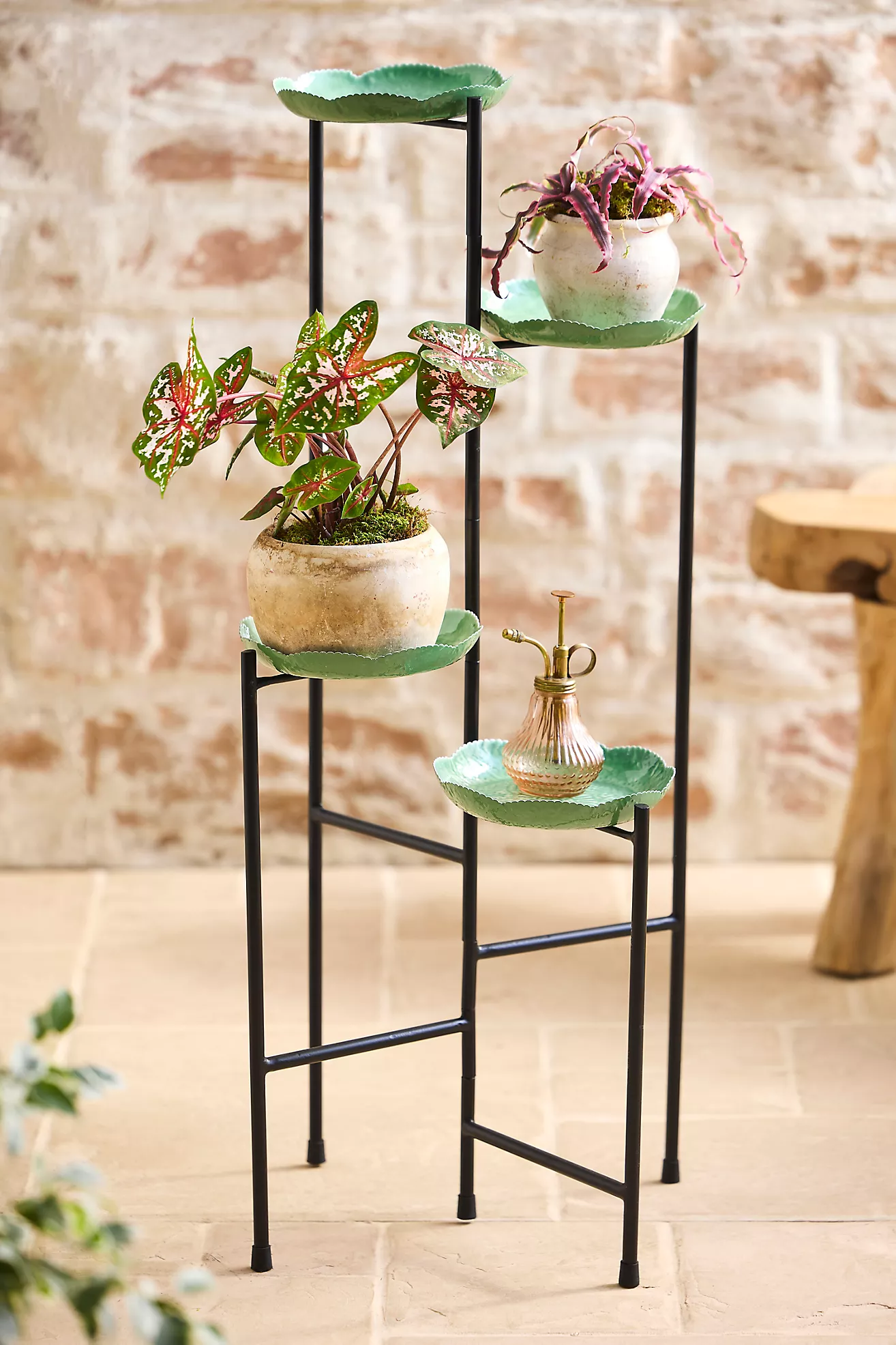 Ruffle Four-Tier Folding Iron Plant Stand