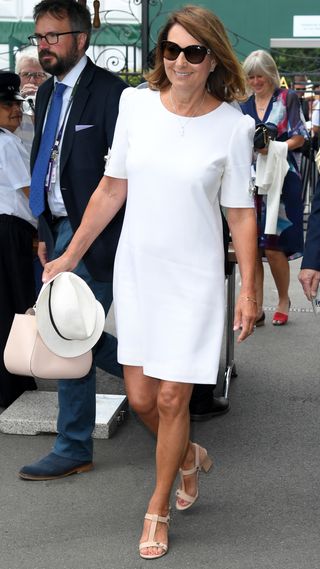 Carole Middleton attends day 3 of the Wimbledon Tennis Championships at the All England Lawn Tennis and Croquet Club on July 03, 2019