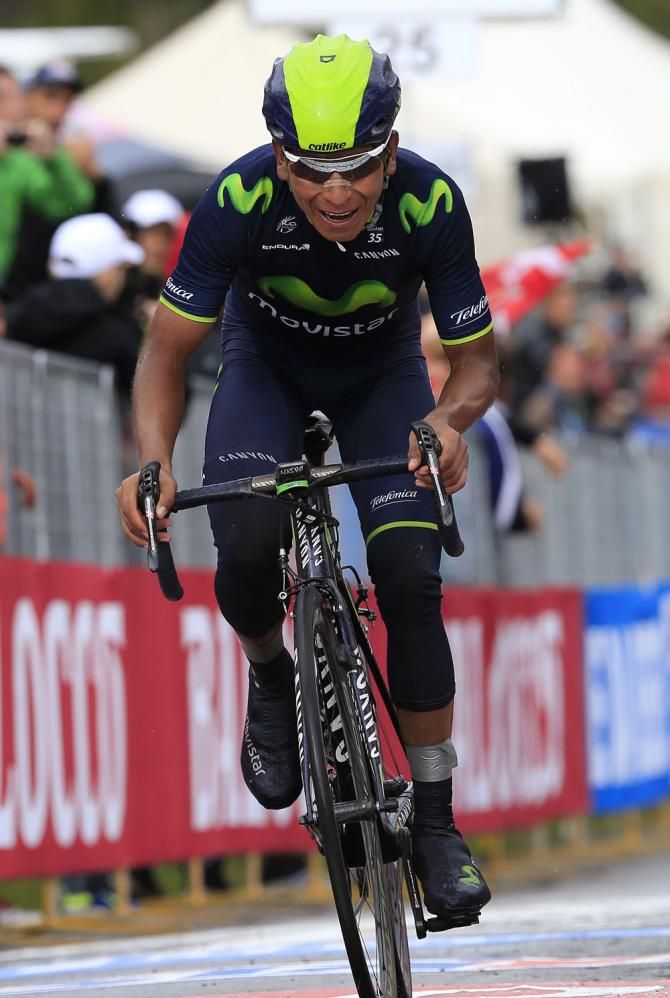 Nairo Quintana (Movistar) heads for the finish on stage 16 of the Giro d'Italia