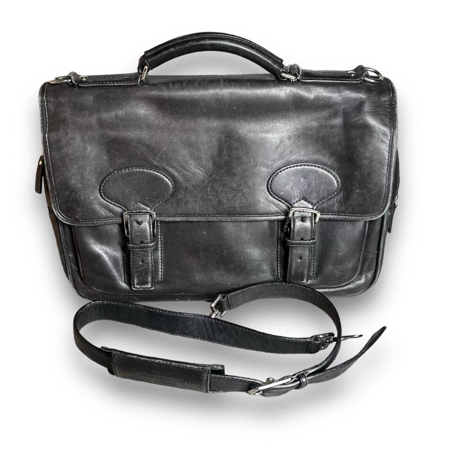Vintage Coach M-33-5237 Black Leather Briefcase Laptop Shoulder Bag