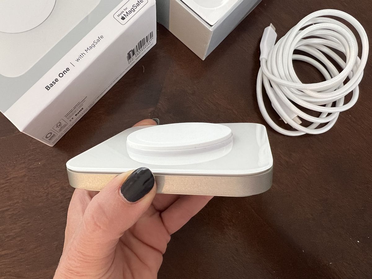 Nomad Base One Magsafe Charger Lifestyle Top And Side View