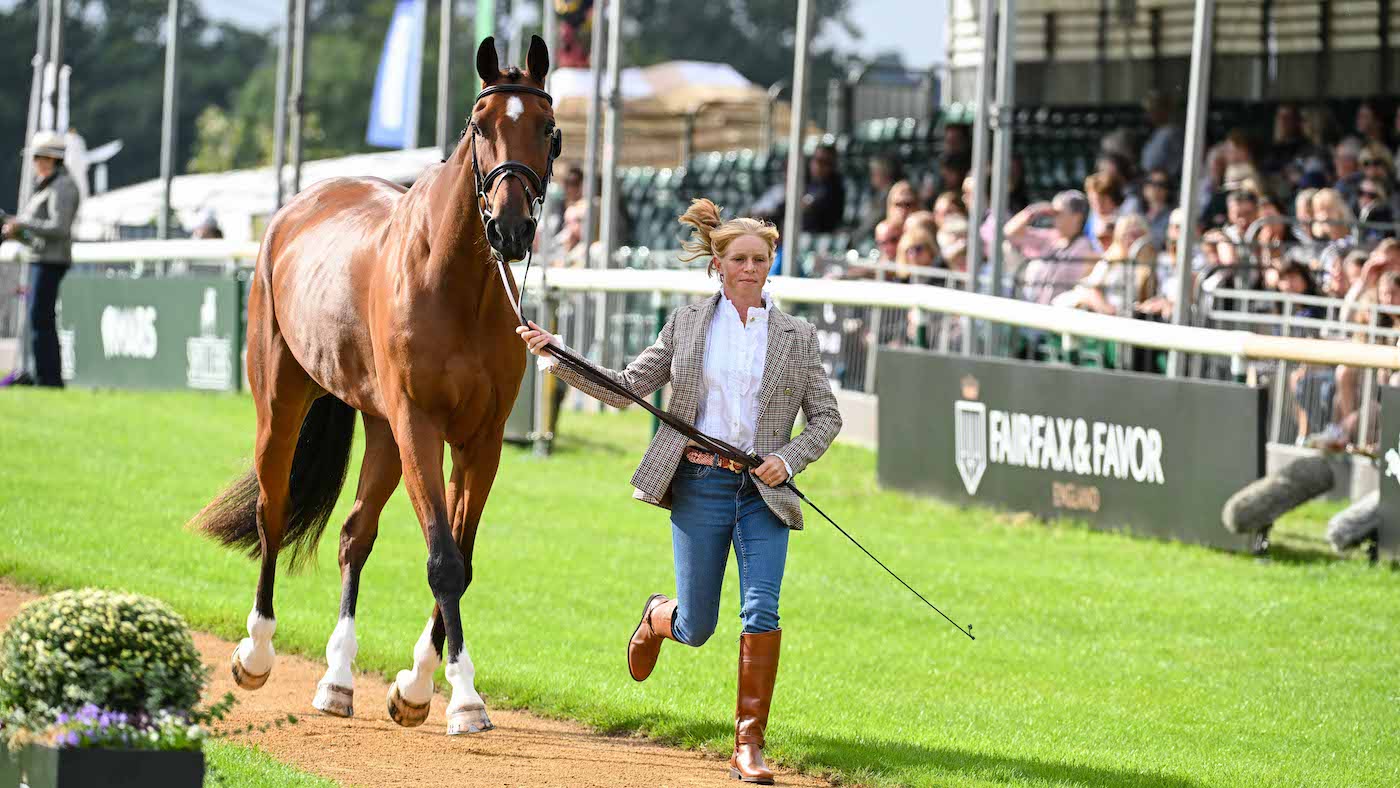 Ros Canter and Izilot DHI at the trot-up at Burghley 2024.