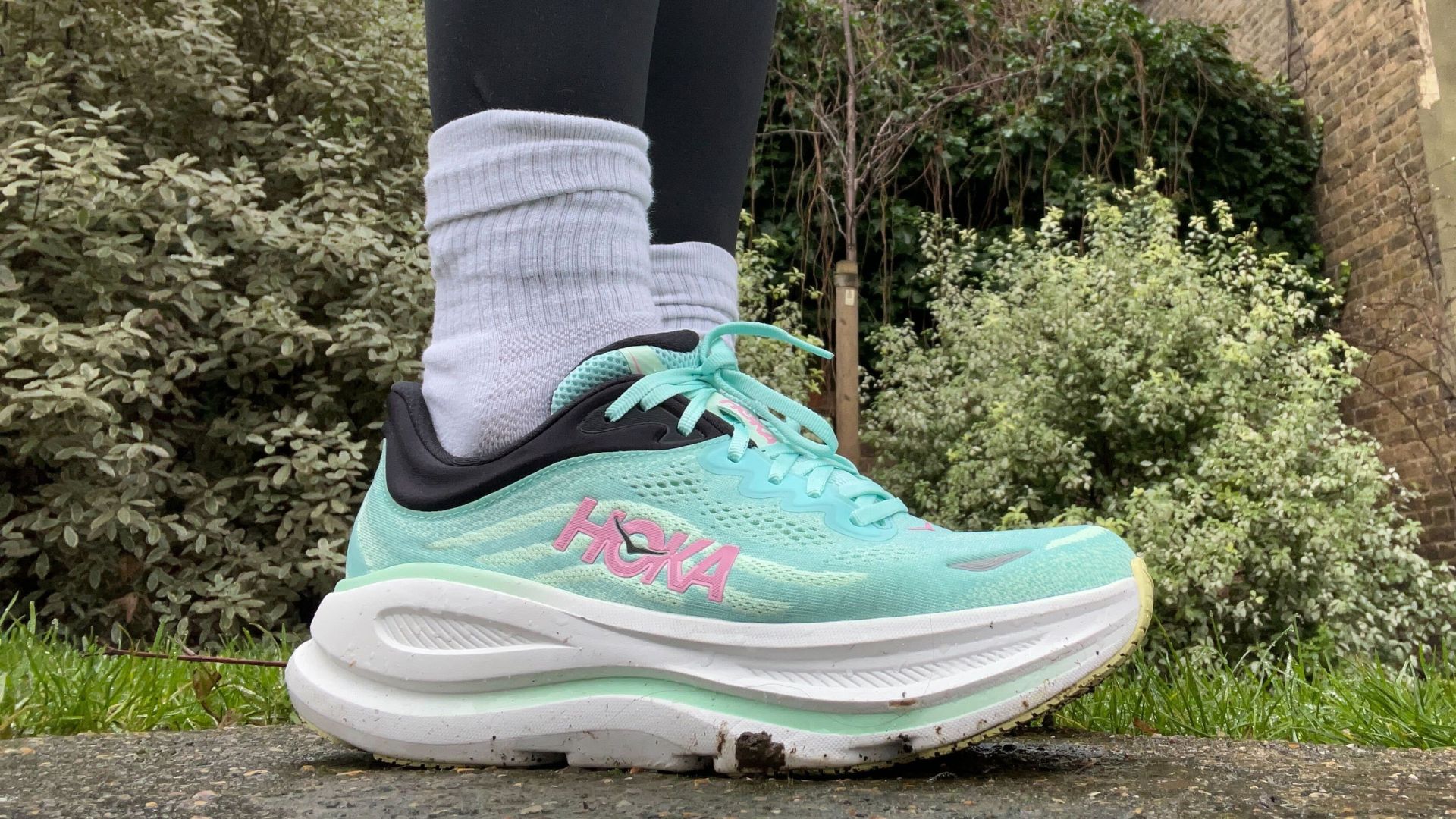 Grace Walsh wearing the Hoka Bondi 9 running shoes