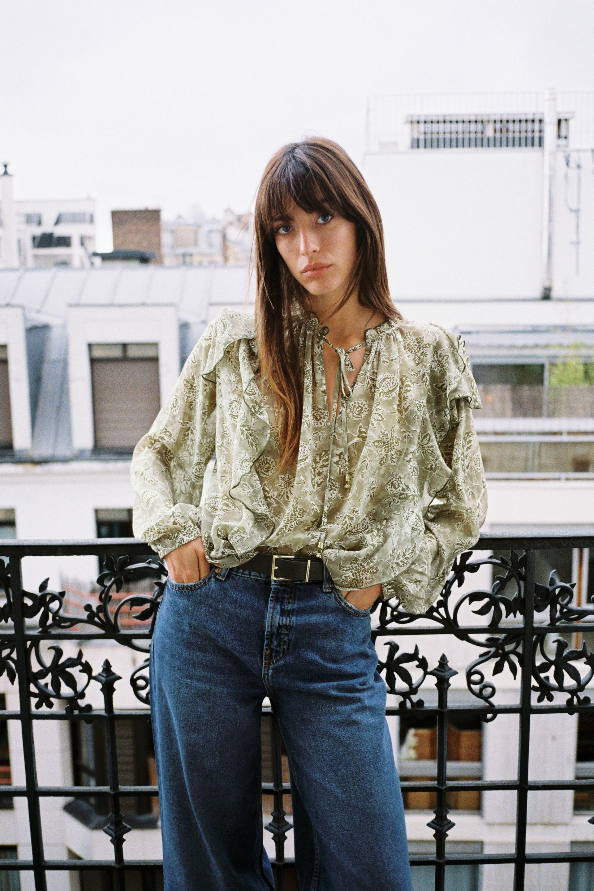 Printed Blouse With Ruffles