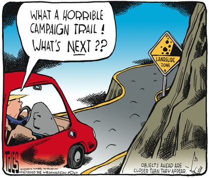 Political Cartoon U.S. Trump campaign landslide