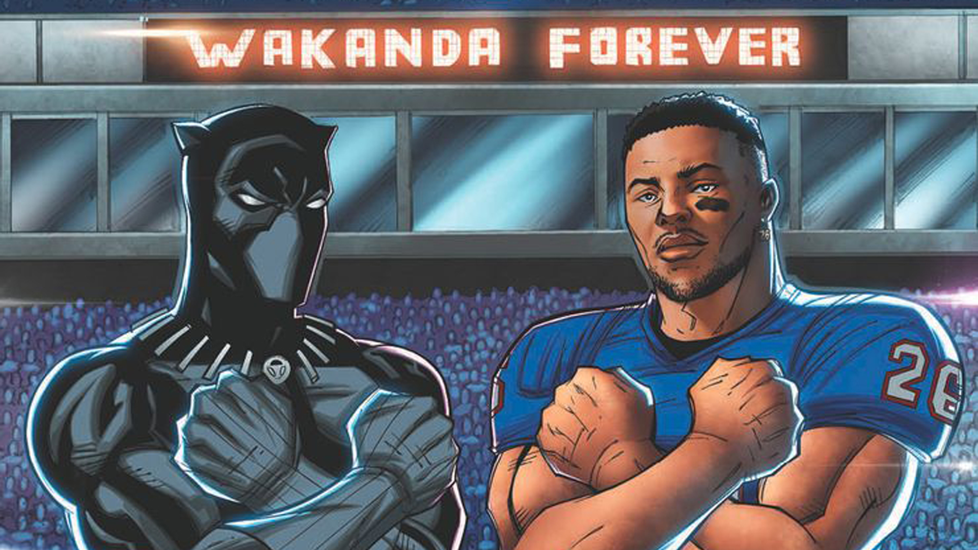 New York Giants'ın Saquon Barkley'ini içeren Black Panther #1 varyant kapağı