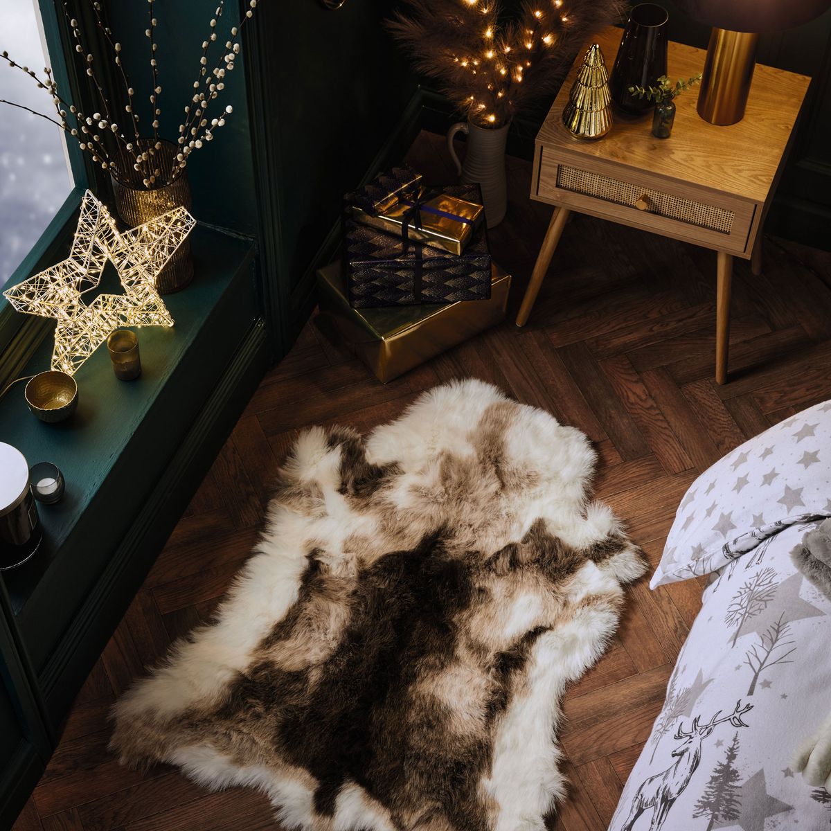 Aldi is selling a faux reindeer rug for cosying up at Christmas