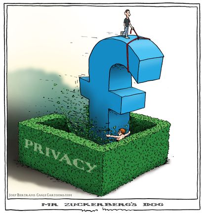 Political Cartoon U.S. Facebook Privacy Mark Zuckerberg 2020 presidential election