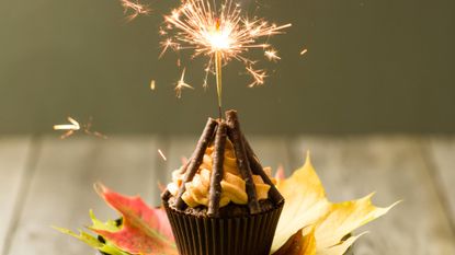 bonfire cupcakes with a sparkler in the middle