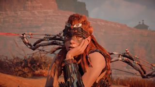 Aloy from Horizon Forbidden West looking fed up at the camera