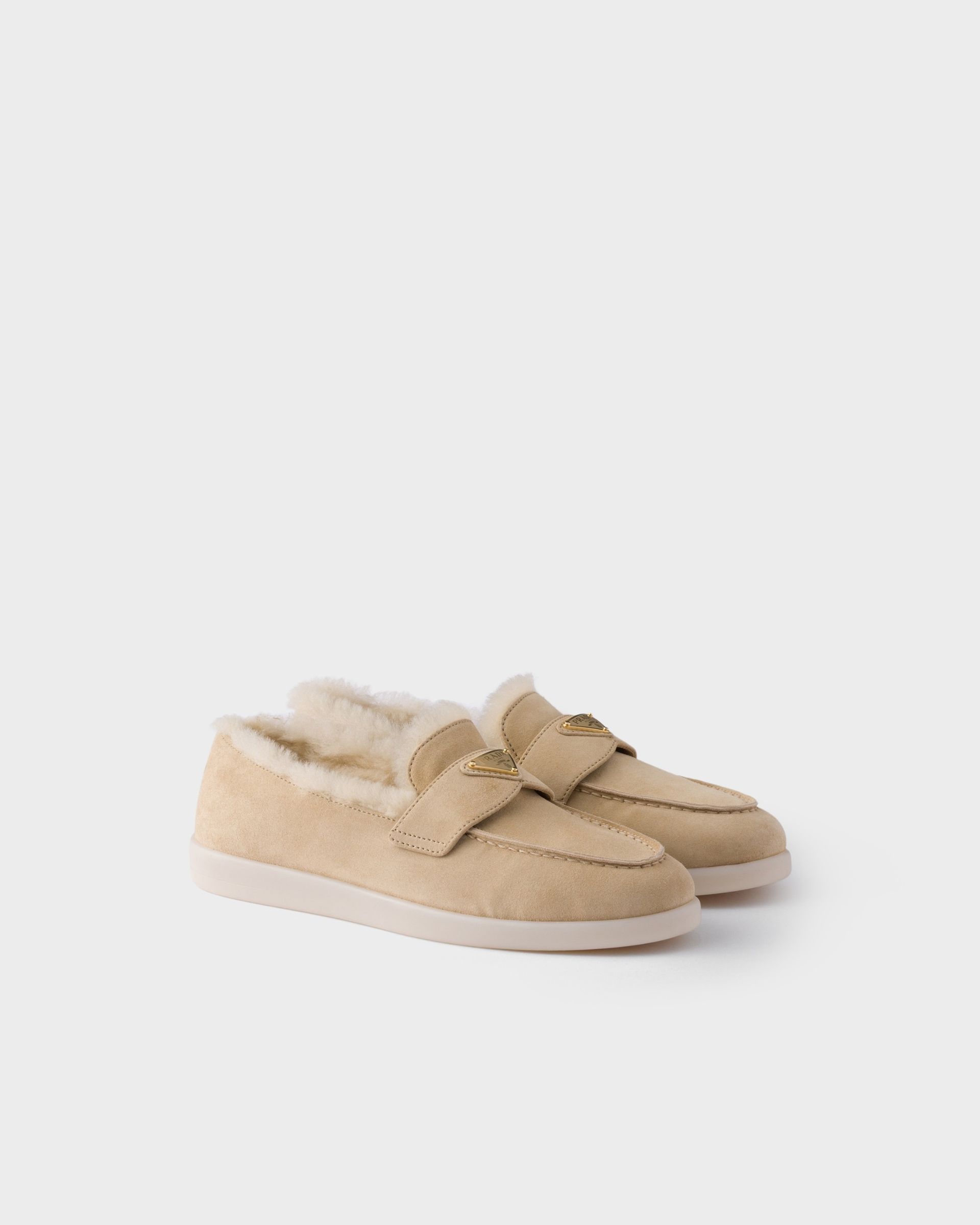 Suede and Shearling Loafers