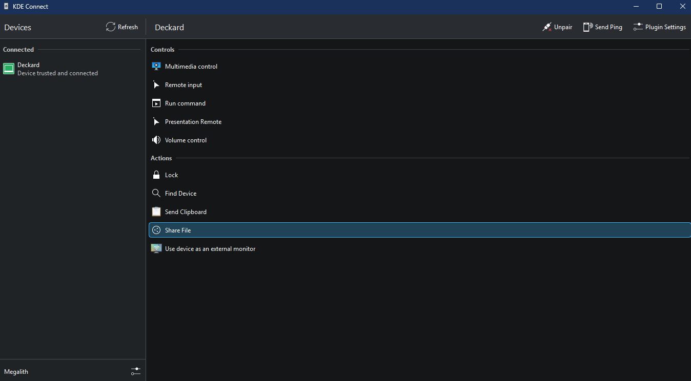 KDE Connect interface