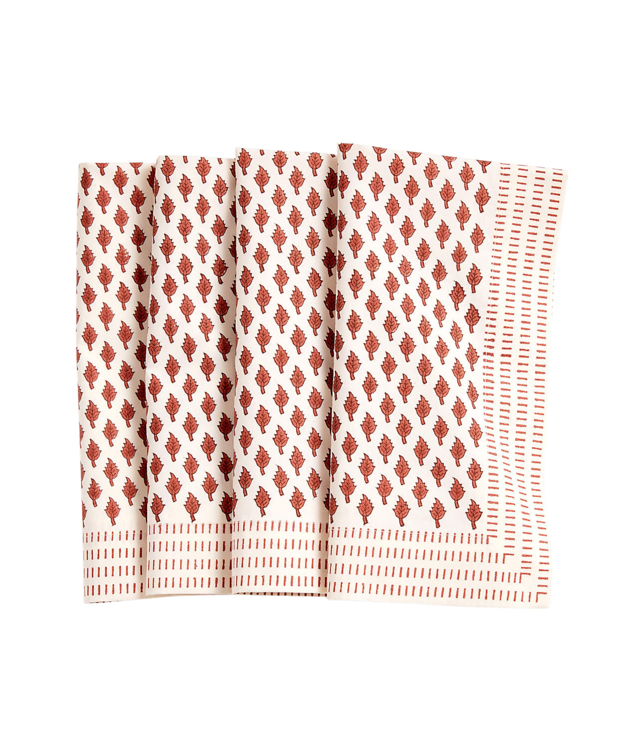 Ivory and Chestnut Printed Napkins