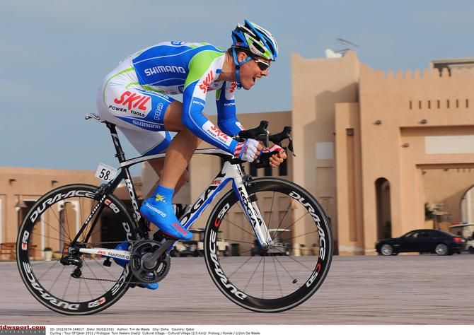 Tom Veelers in the colourful Skil-Shimano kit in 2011 Tour of Qatar