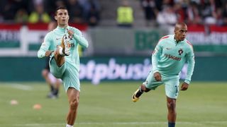 Cristiano Ronaldo warming up to play for Portugal