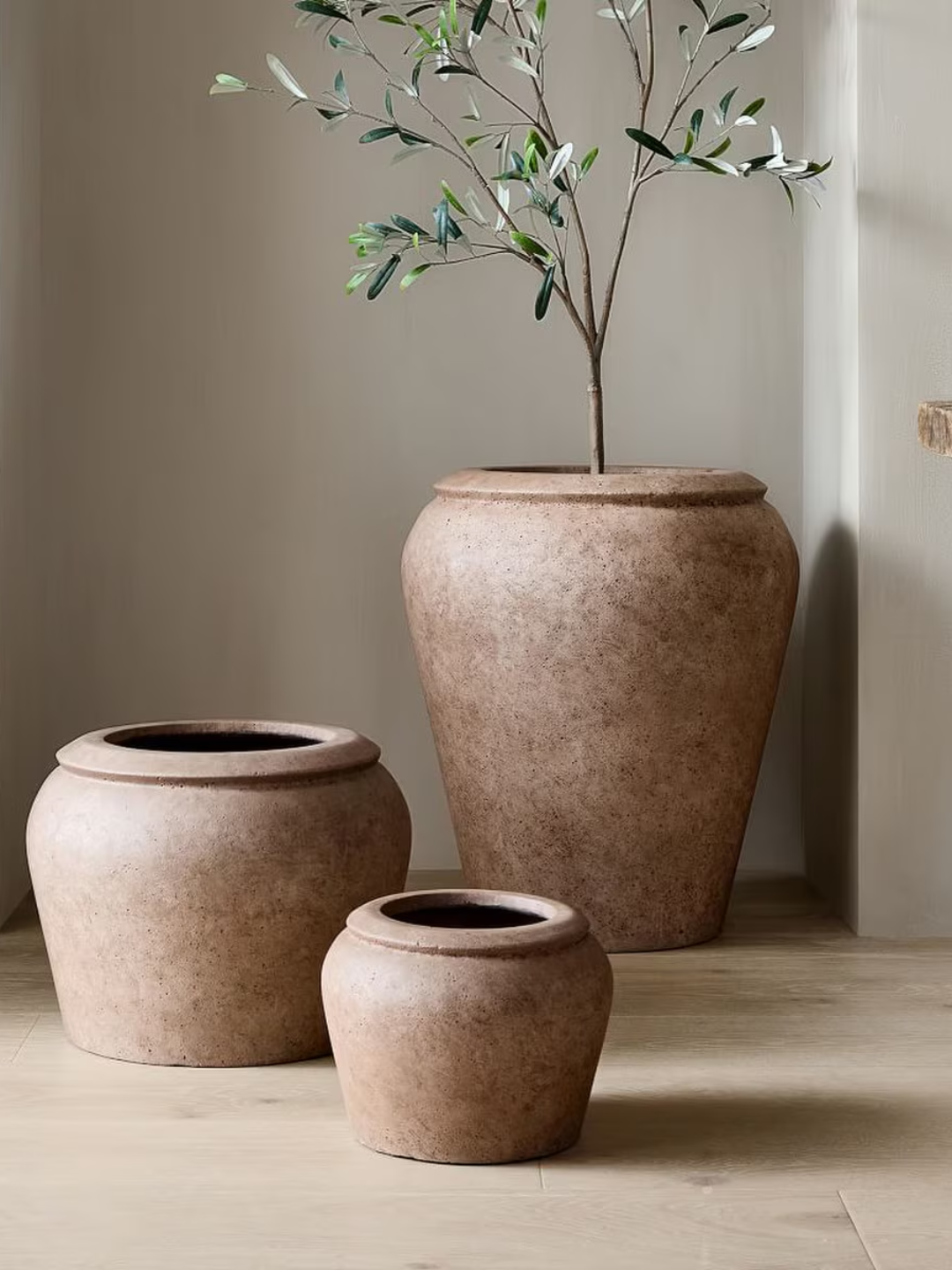 A set of aged planters