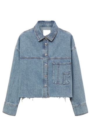 Mango Denim Overshirt With Frayed Hem