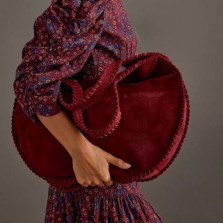 Suede tote bag from Anthropologie 