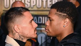 George Kambosos Jr of Australia and Devin Haney of the United States face off ahead of their fight