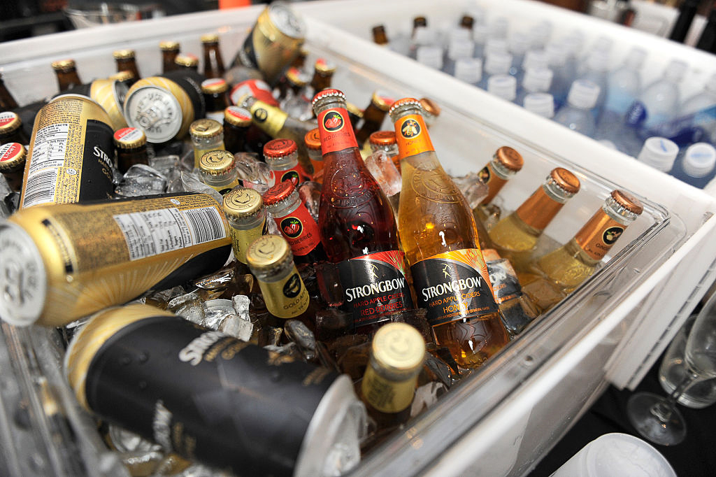 Beer and cider in a cool box