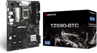 Biostar TZ590-BTC on a white background