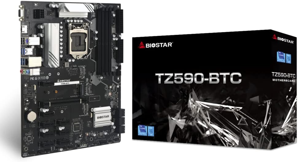 Biostar TZ590-BTC on a white background