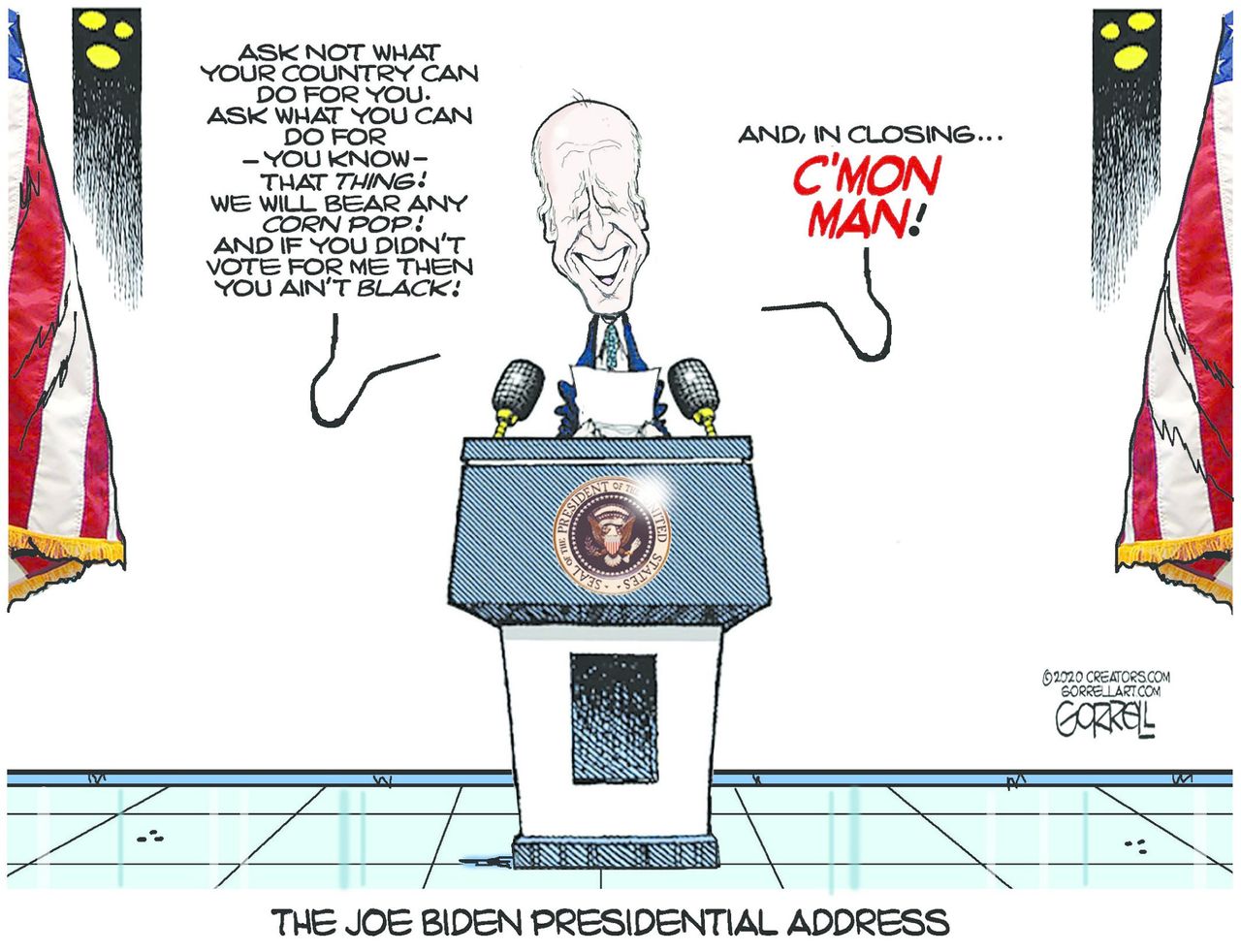 Political Cartoon U.S. 2020 Election Joe Biden Presidential Speech Gaffes