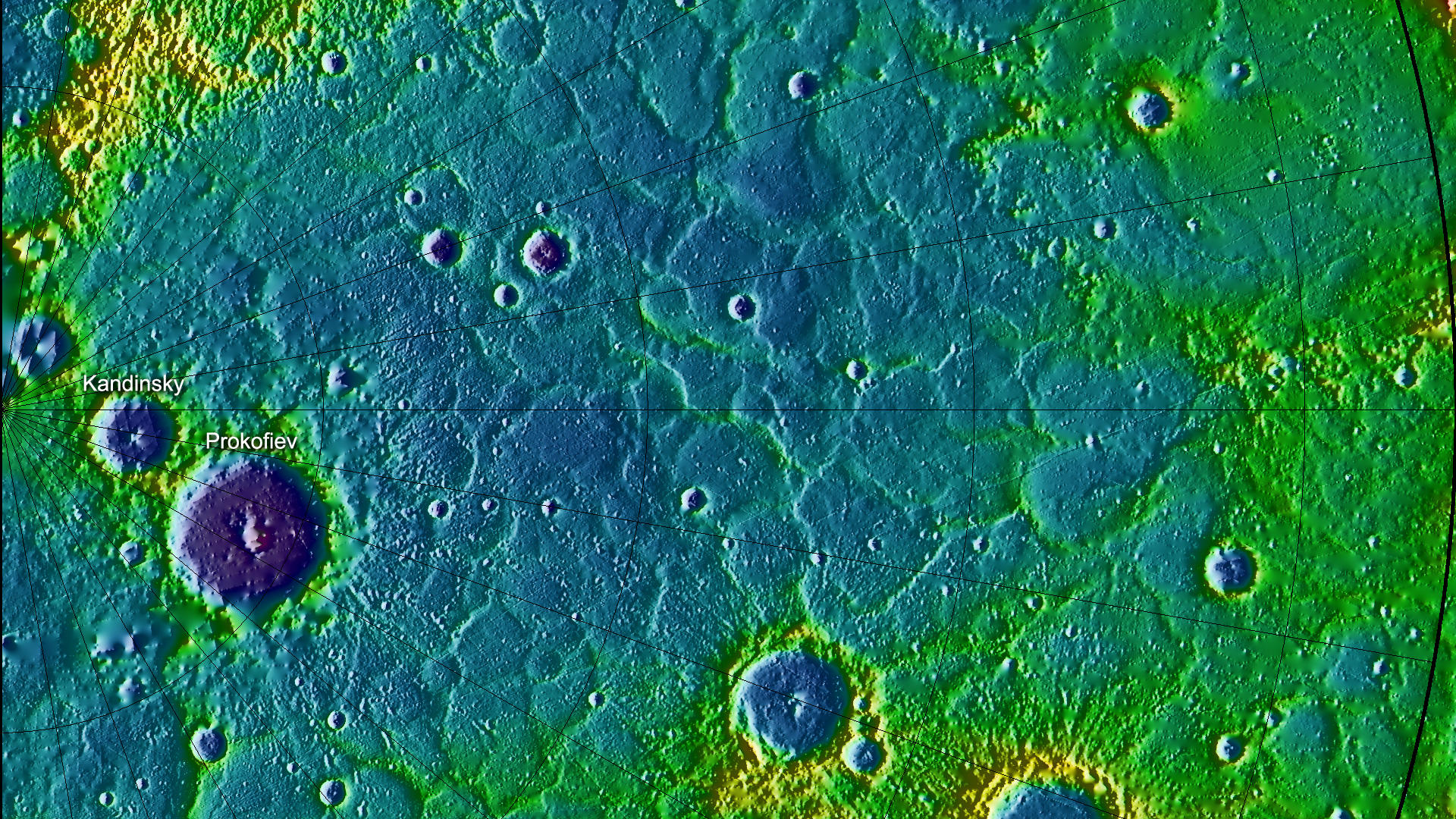 Crateras em superfícies ásperas aparecem em cores falsas de azul e verde