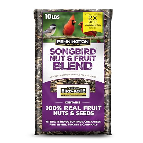 Pennington Pride Songbird Nut &amp;amp; Fruit Blend, Wild Bird Seed for Outside Feeders, Advanced Nutrition Formula for Health, Bird Food, 10-Lb. Bag