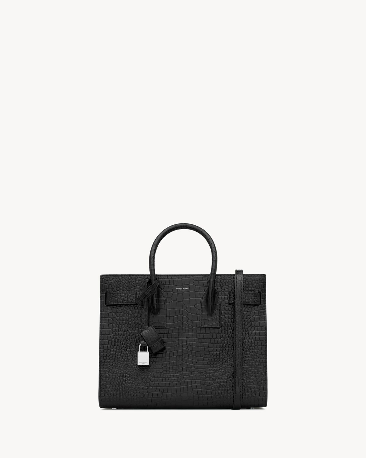 Women's Sac De Jour in Crocodile-Embossed Leather - Small in Black