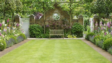 lawn with flowerbeds