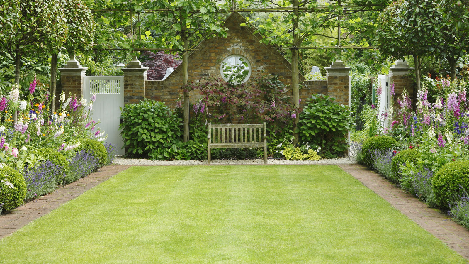 lawn with flowerbeds