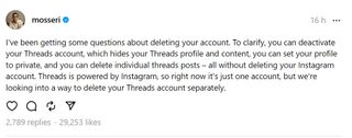 why you can't delete your threads account
