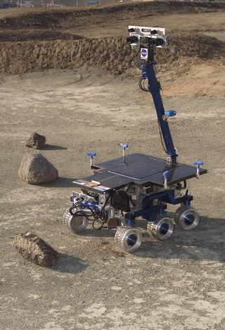 Scientists and engineers are testing new technologies using a rover at NASA's Ames Research Center. The robot is also being used to appraise new gear for Mars exploration. In a near-term test, the rover will evaluate deployment of lunar equipment, which would be controlled by astronauts on the International Space Station.