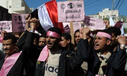 Protesters in Yemen took to the streets of the capital, Sanaa, on Thursday, calling for the ouster of President Ali Adbullah Saleh. 
