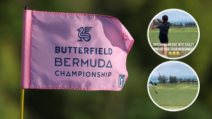 The Butterfield Bermuda Championship flag and insets of Jake Peacock