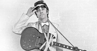 A 1979 studio portrait of record producer Mike Vernon (aka Eric Rondo) of Rocky Sharpe and the Replays.