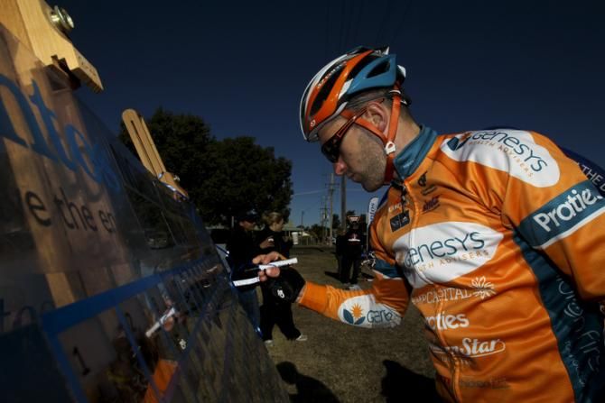 Nathan Earle signs on the Santos North Western Tour