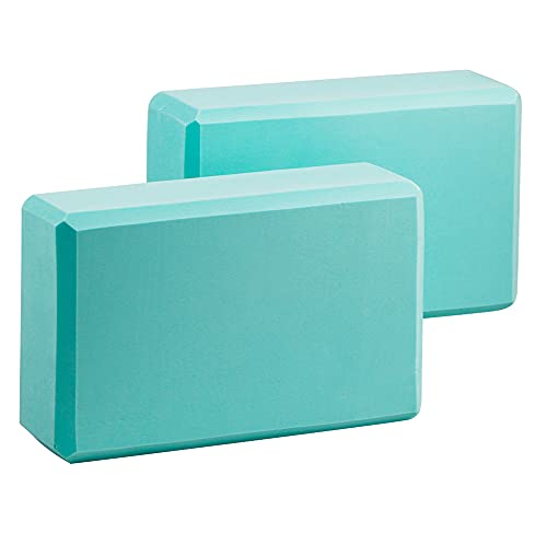 Exerz Yoga Blocks 2pcs Gym Bricks -Comfortable Fitness Yoga Bricks, Anti-Slip, Lightweight and Travel Friendly Pilates Practice (turquoise)