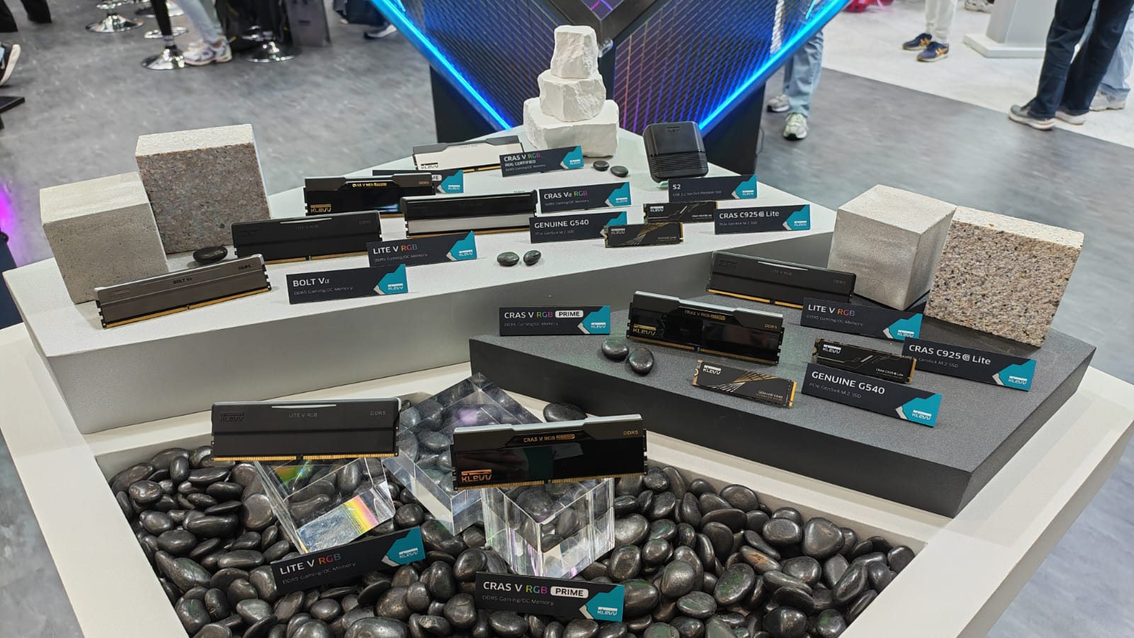 A collection of Klevv Cras RAM at Computex