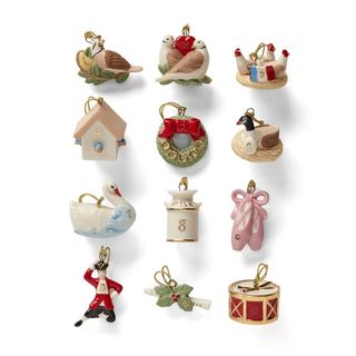 Lenox 2 Piece Christmas Memories Hanging Figurine Ornament Set