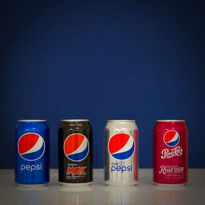 Pepsi and Diet Pepsi cans.