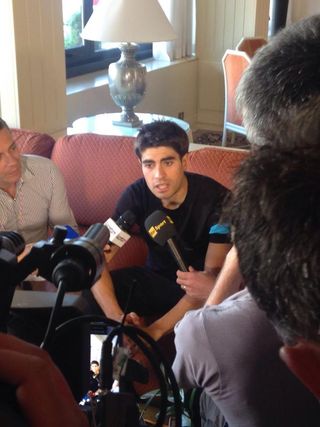 Mikel Landa meets the press ahead of the stage