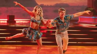 Witney Carson and Robert Irwin dancing during Dancing with the Stars' Season 34 premiere
