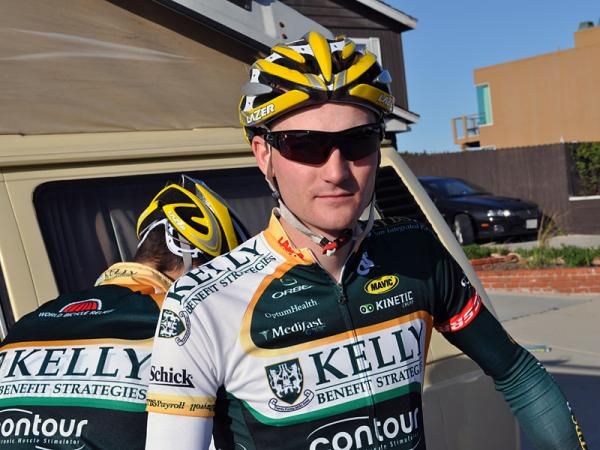 Ian MacGregor awaits the start of the Tour of California stage eight circuit recon ride.