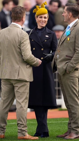 Zara Tindall (centre) on day one of the 2025 Cheltenham Festival at Cheltenham Racecourse