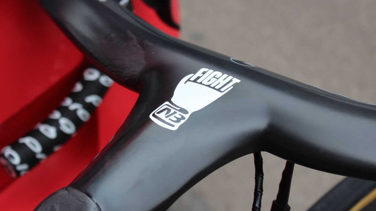Bouhanni has his logo on the integrated handlebars