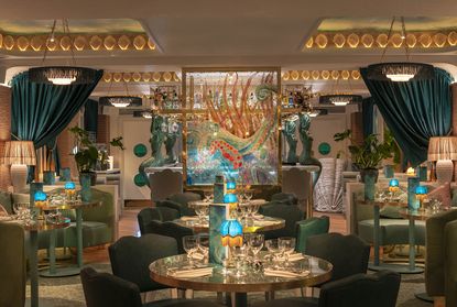 Manzi's restaurant upper level with mermaid decor