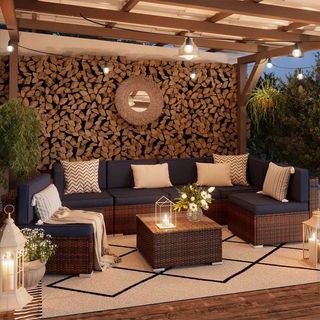 Outdoor seating under a pergola
